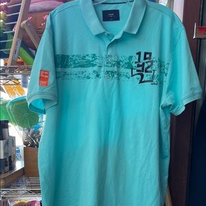 Men's Light Blue Graphic Polo Shirt